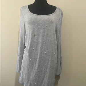 Gray Pearl Embellished Sweater